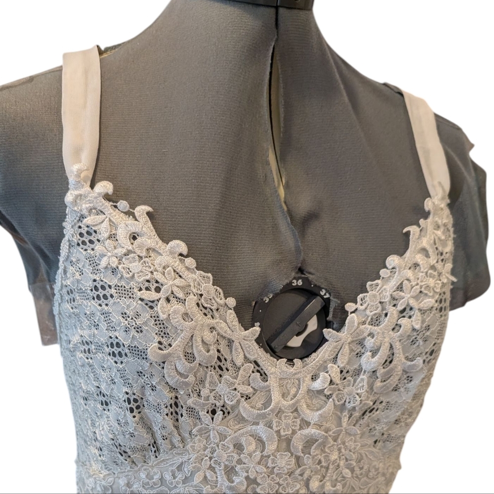 Mystique Women's White Floral Lace Sheer Nightgown‎ NWT Medium Bridal
